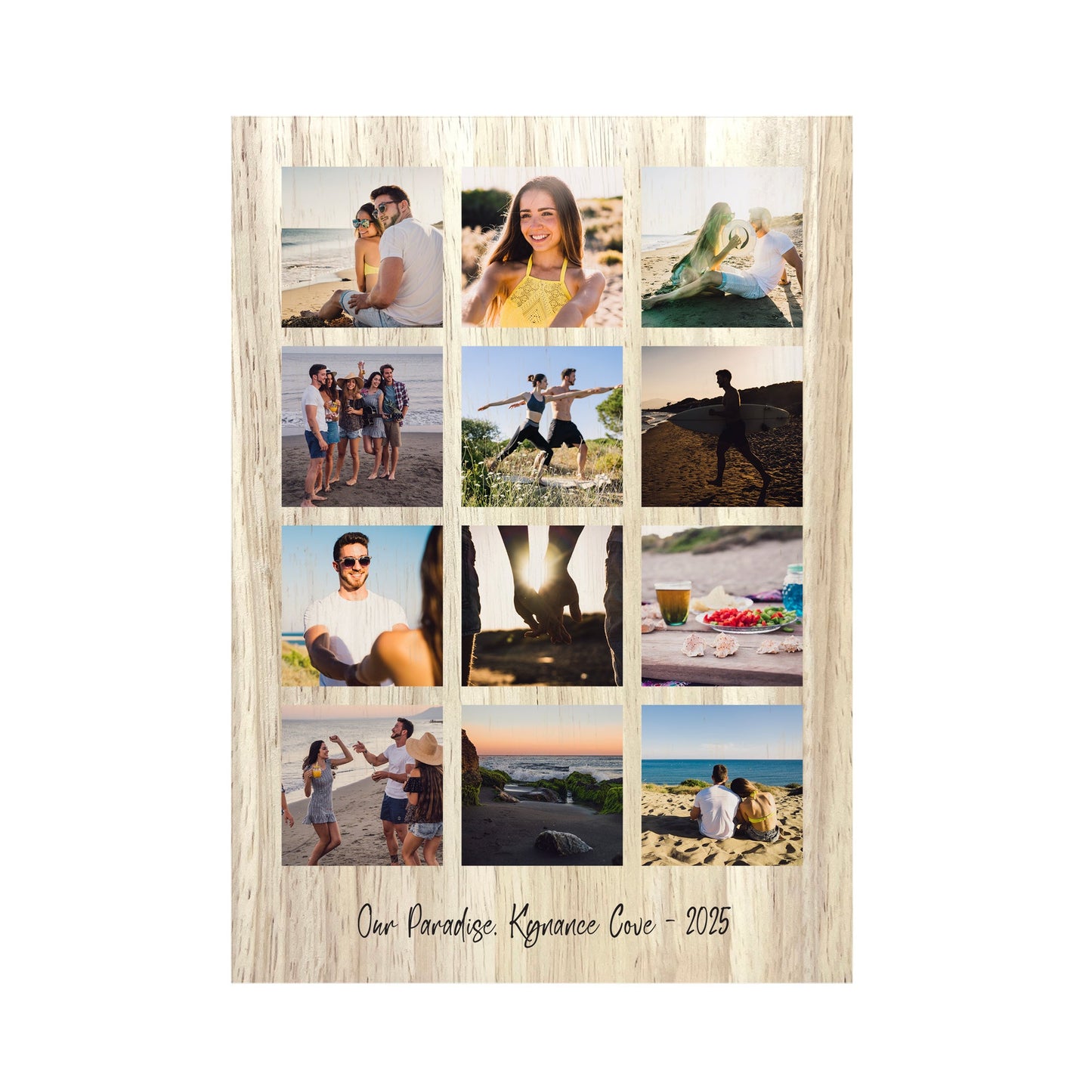 Personalised Freestanding Twelve Photo Grid Giant Wooden Block (21cm x 15cm) - Portrait