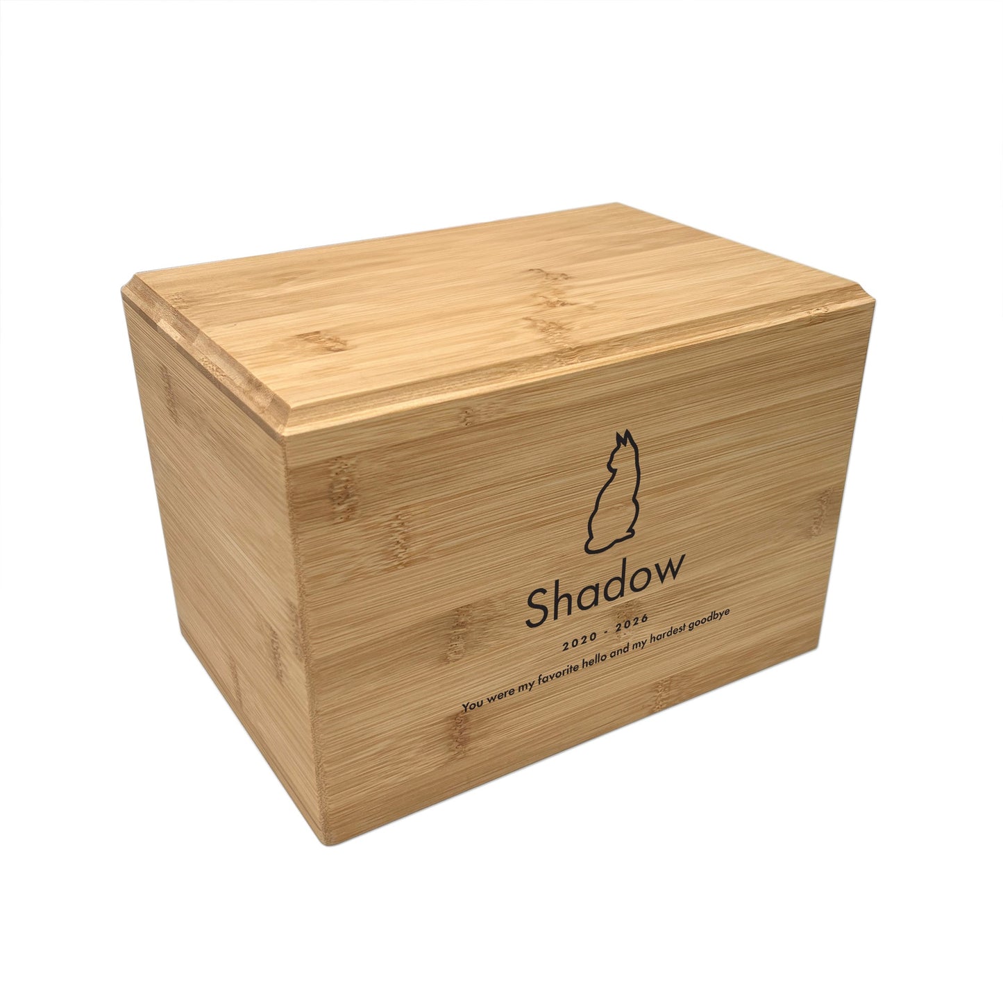 Personalised Bamboo Urn For Pet Cremation Ashes - Dog/Cat Design