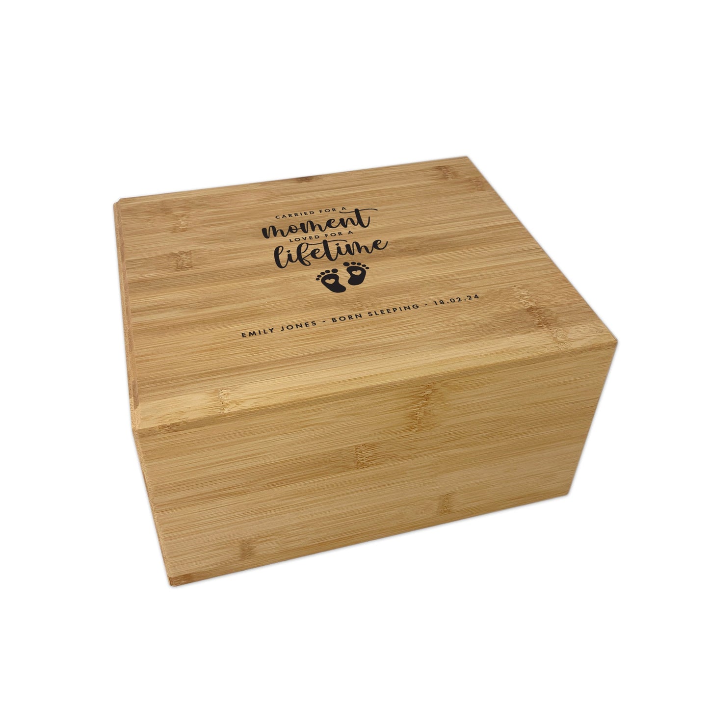 Personalised Bamboo Urn For Cremation Ashes - Angel Baby Design