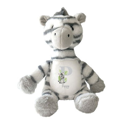 Personalised Alphabet Zebra Teddy Bear 28cm | New Baby, 1st Birthday or Christening Gift
