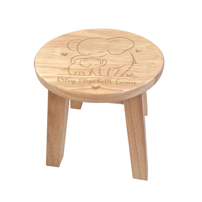 Personalised Wooden Elephant Toddler Step Stool | Nursery Decor & First Birthday Gift