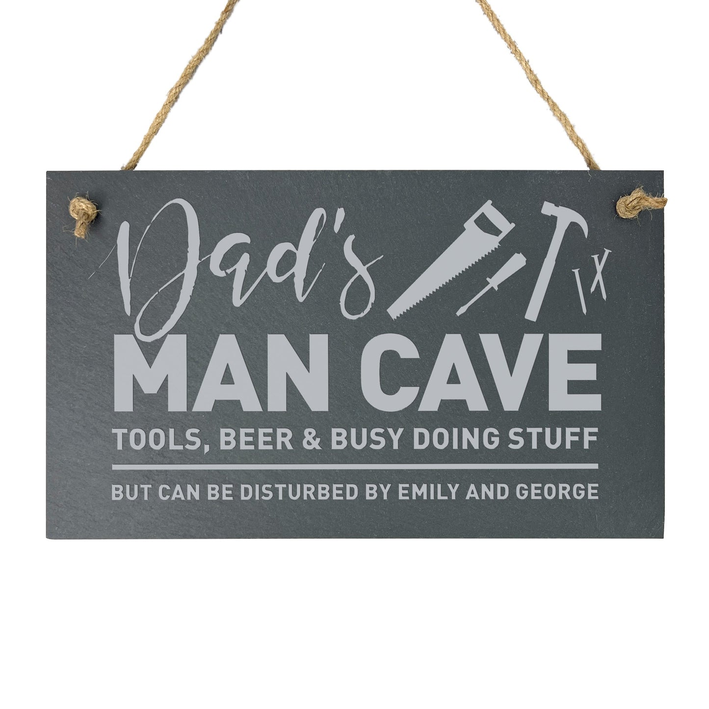Personalised Tools Dad's Man Cave Slate Hanging Plaque 25 x 15cm