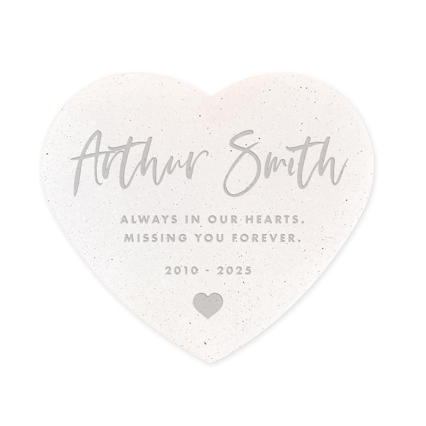 Personalised Modern Script Heart Engraved Resin Heart Grave Marker