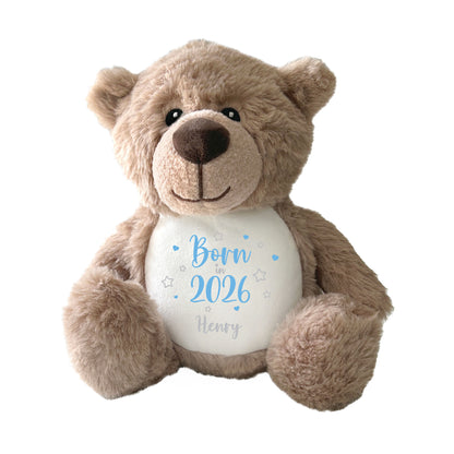 Personalised Born in 2026 Teddy Bear Plush Soft Toy 25cm | New Baby Arrival Gift