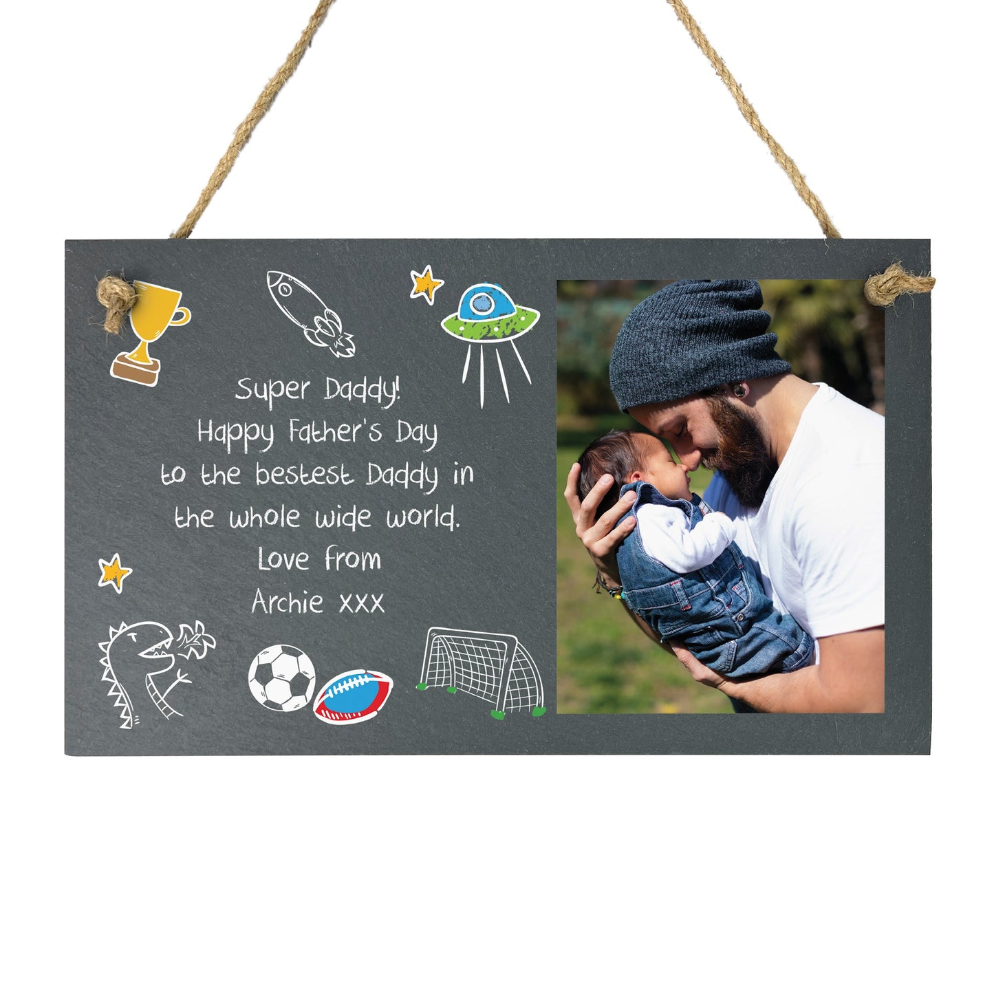 Personalised 'Our Adventures' Photo Slate Hanging Plaque 25 x 15cm