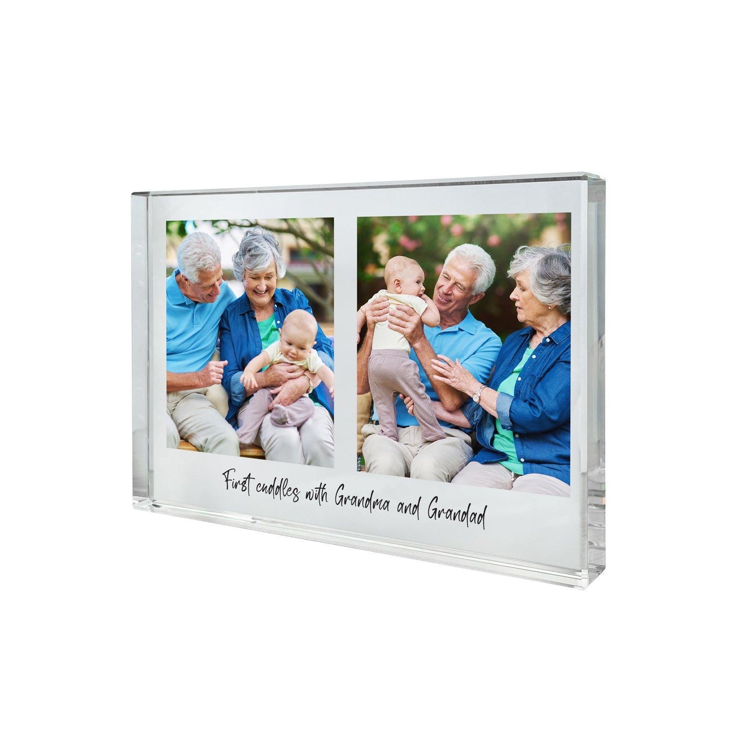 Personalised Freestanding Two Photo Giant Crystal Block (14cm x 19.5cm) - Landscape
