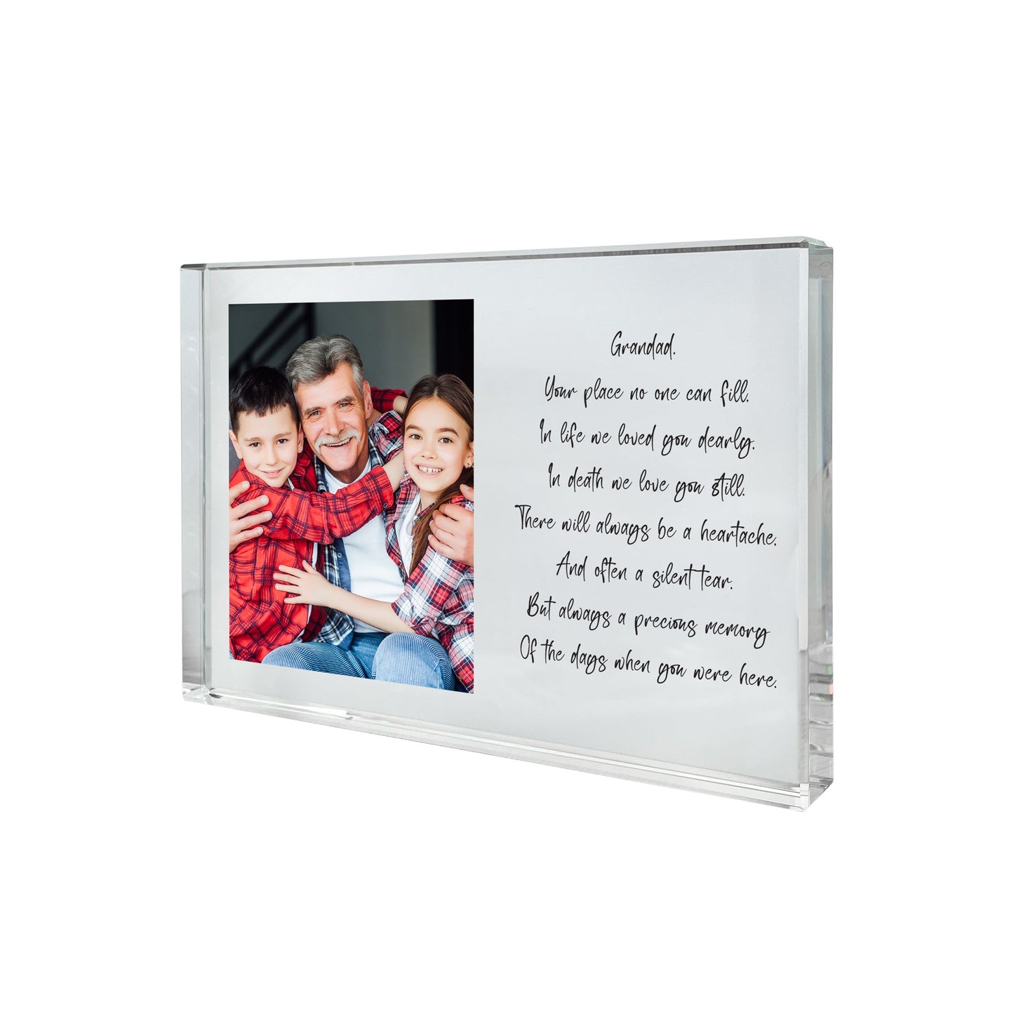 Personalised Freestanding One & Message Photo Giant Crystal Block (14cm x 19.5cm) - Landscape