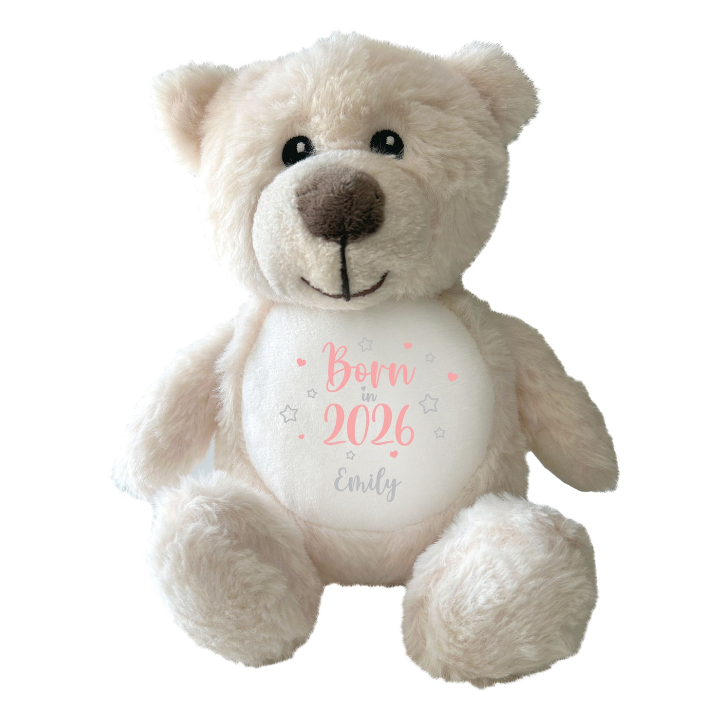 Personalised Born in 2026 Teddy Bear Plush Soft Toy 25cm | New Baby Arrival Gift