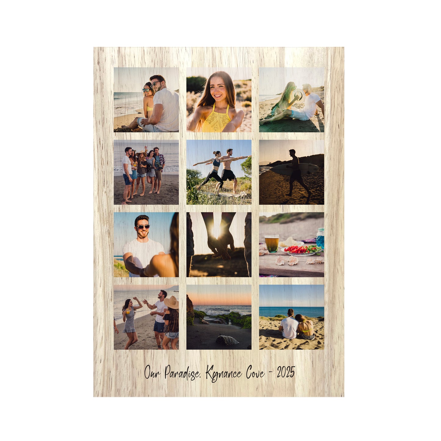 Personalised Freestanding Twelve Photo Grid Giant Wooden Block (21cm x 15cm) - Portrait