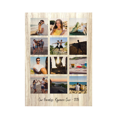 Personalised Freestanding Twelve Photo Grid Giant Wooden Block (21cm x 15cm) - Portrait