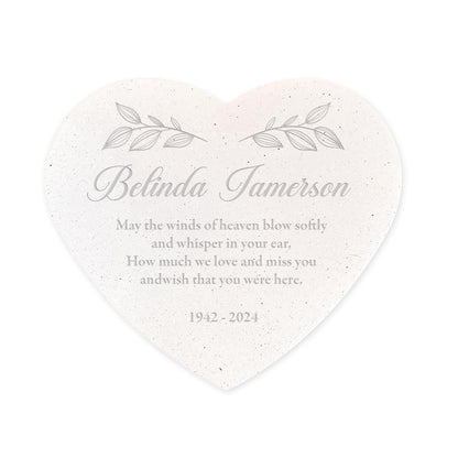 Personalised Engraved Free Text Floral Resin Heart Grave Marker