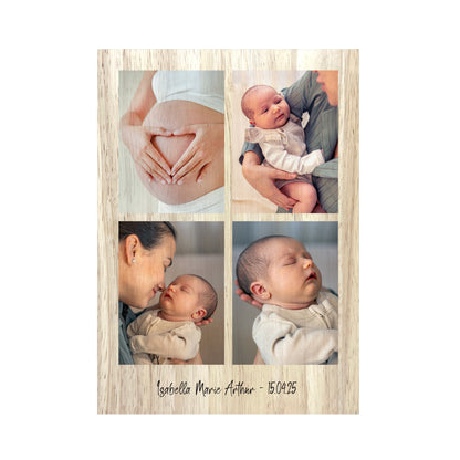 Personalised Freestanding Four Photo Grid Giant Wooden Block (21cm x 15cm) - Portrait