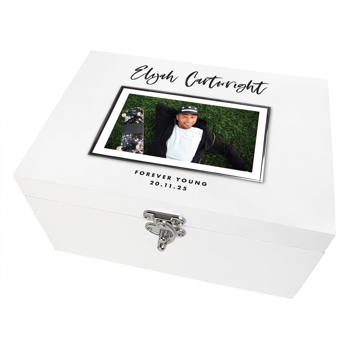 Personalised Modern Any Occasion Landscape Photo White Memory Box - 3 Sizes