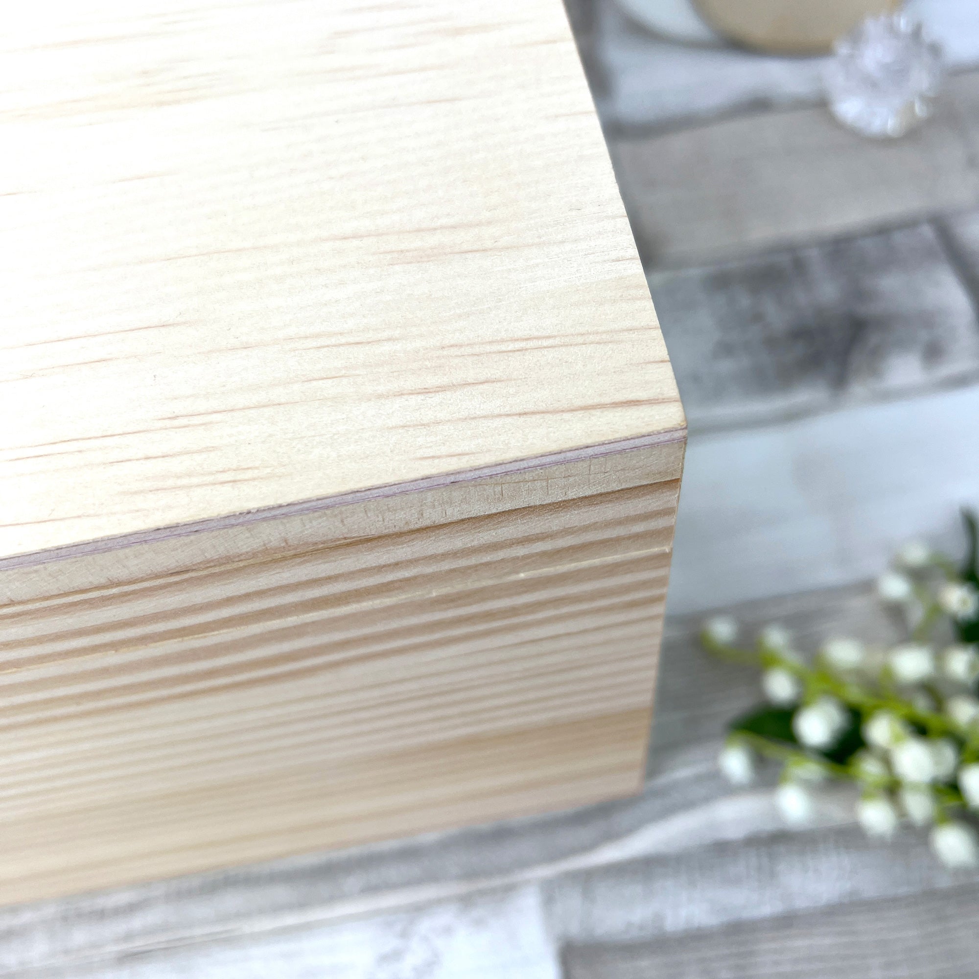 Personalised Any Message Flower Border Pine Memory Box - 5 Sizes