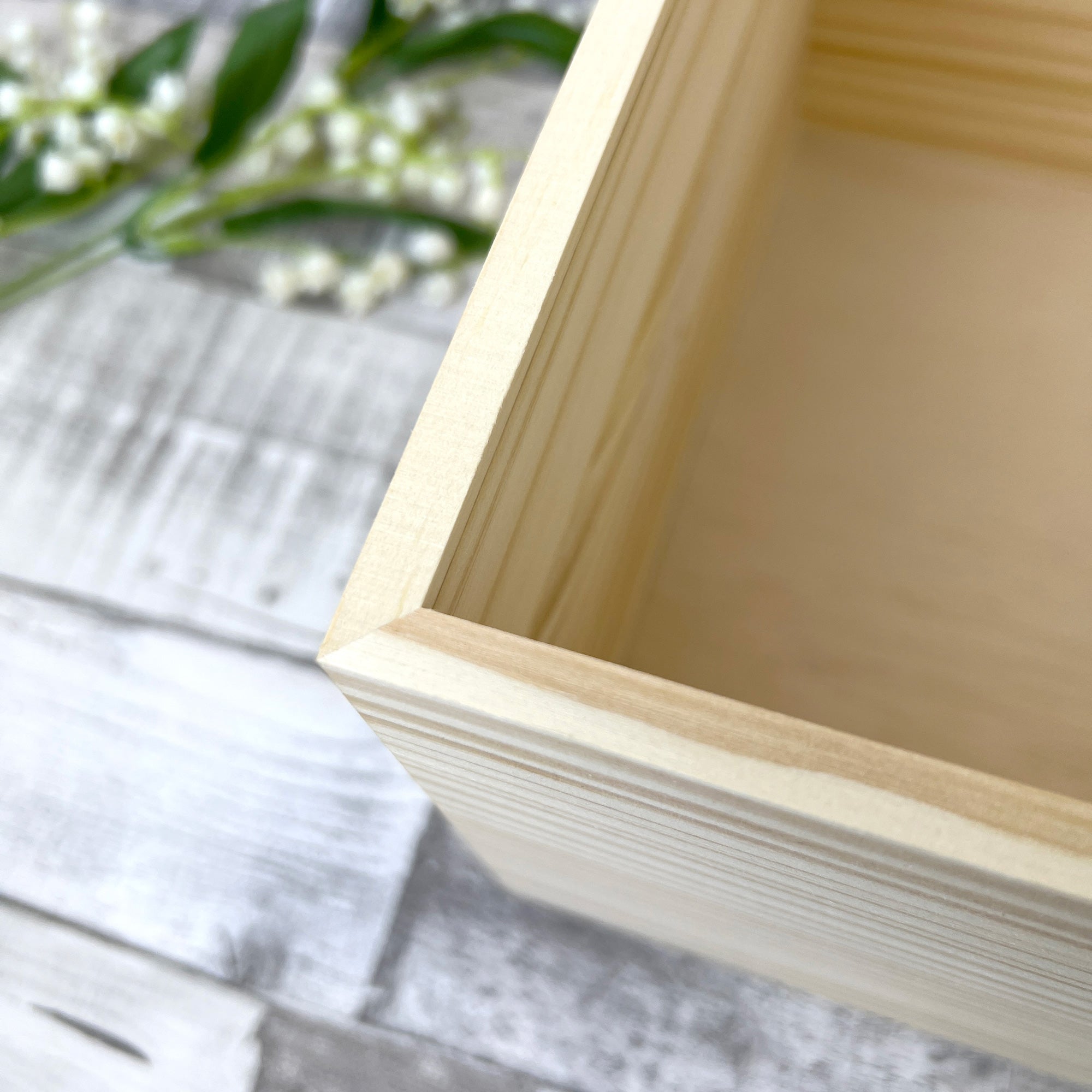 Personalised Any Message Flower Border Pine Memory Box - 5 Sizes