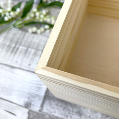 Personalised Any Message Flower Border Pine Memory Box - 5 Sizes