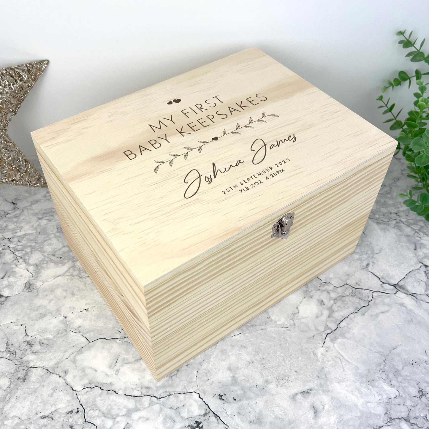 Personalised Pine Wooden Any Message Keepsake Memory Box - 5 Sizes