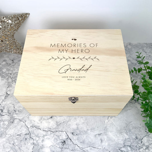 Personalised Pine Wooden Any Message Keepsake Memory Box - 5 Sizes