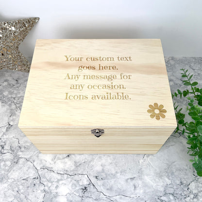 Personalised Free Text Engraved Keepsake Box - 5 Sizes (16cm | 20cm | 26cm | 30cm | 36cm)