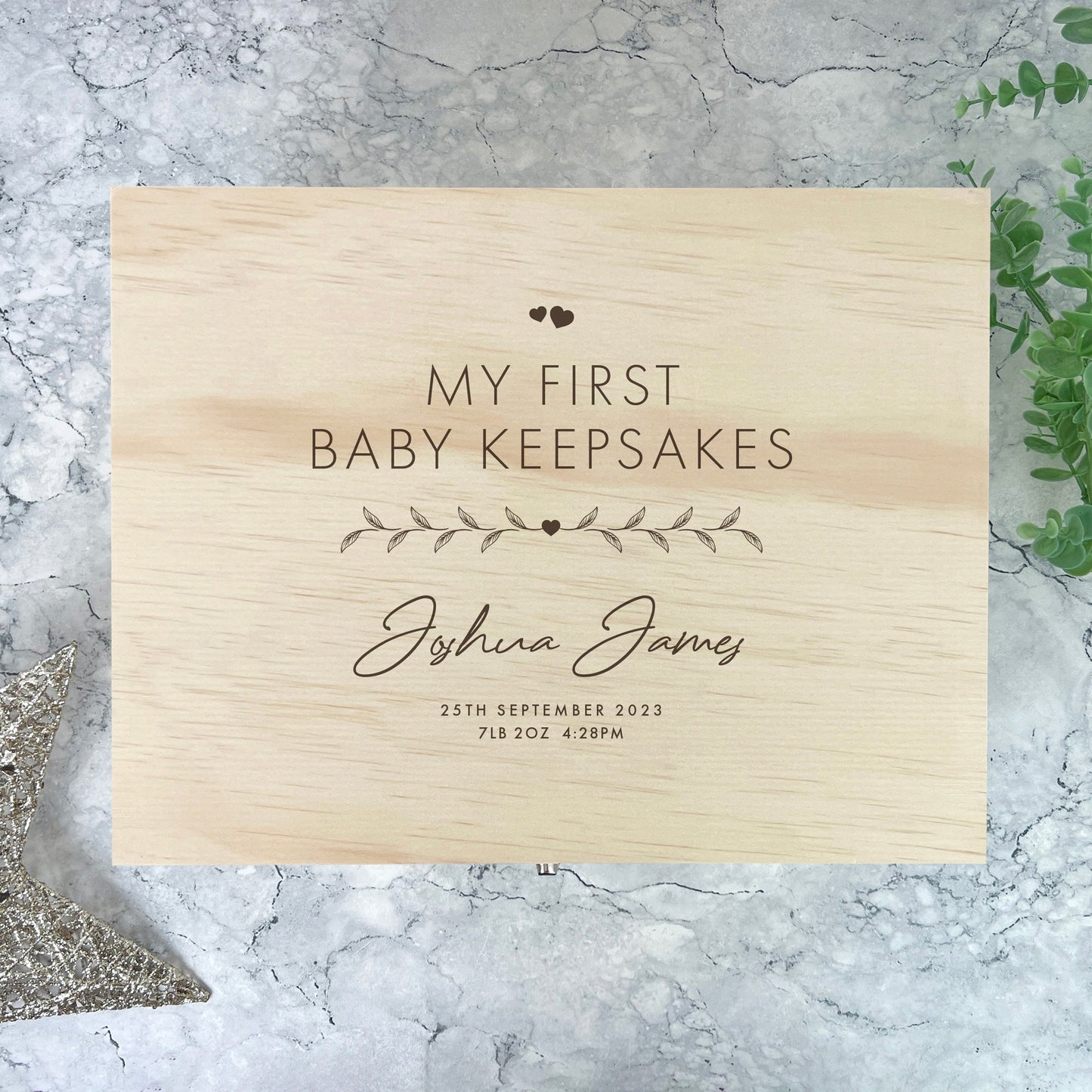 Personalised Pine Wooden Any Message Keepsake Memory Box - 5 Sizes