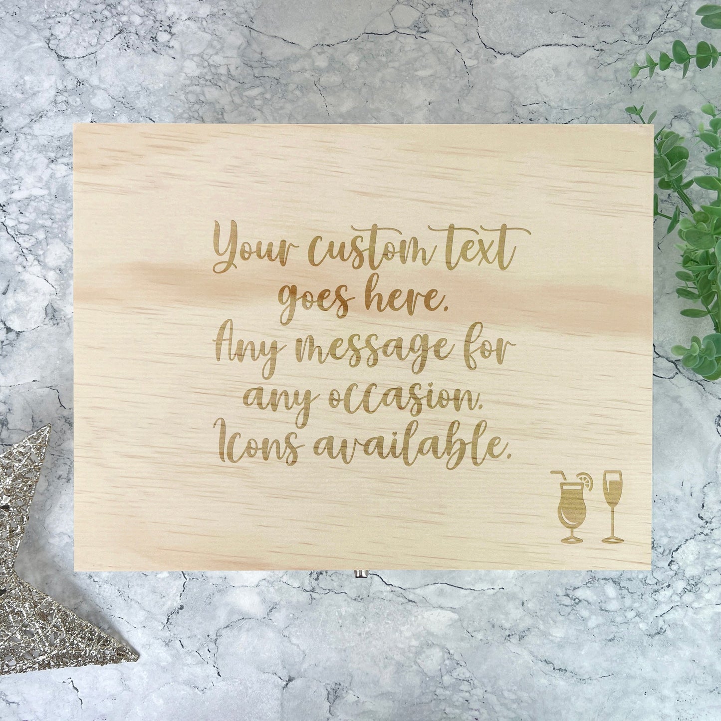 Personalised Free Text Engraved Keepsake Box - 5 Sizes (16cm | 20cm | 26cm | 30cm | 36cm)