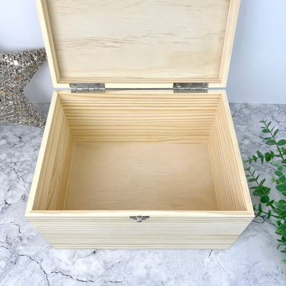 Personalised Pine Wooden Any Message Keepsake Memory Box - 5 Sizes