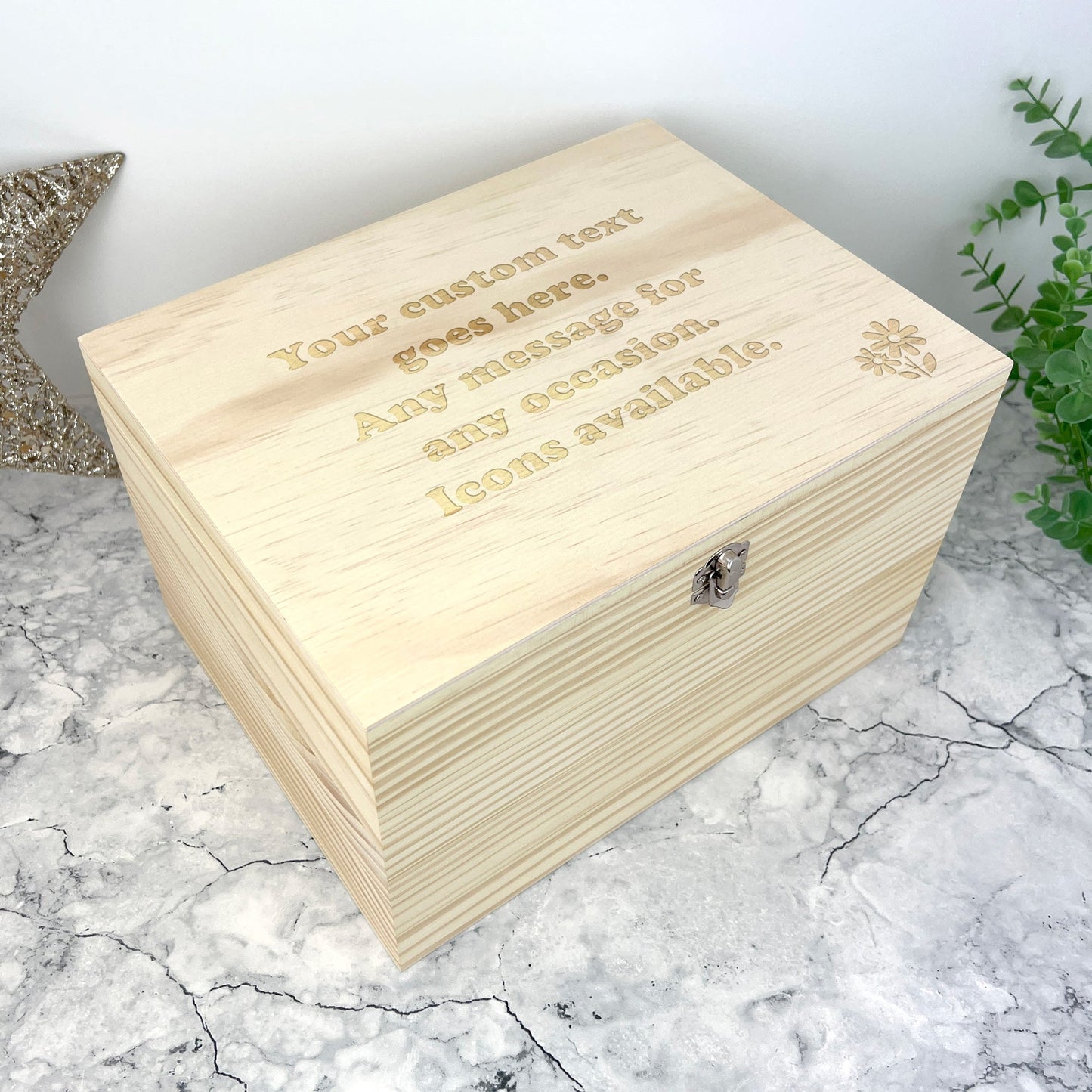 Personalised Free Text Engraved Keepsake Box - 5 Sizes (16cm | 20cm | 26cm | 30cm | 36cm)