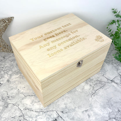 Personalised Free Text Engraved Keepsake Box - 5 Sizes (16cm | 20cm | 26cm | 30cm | 36cm)