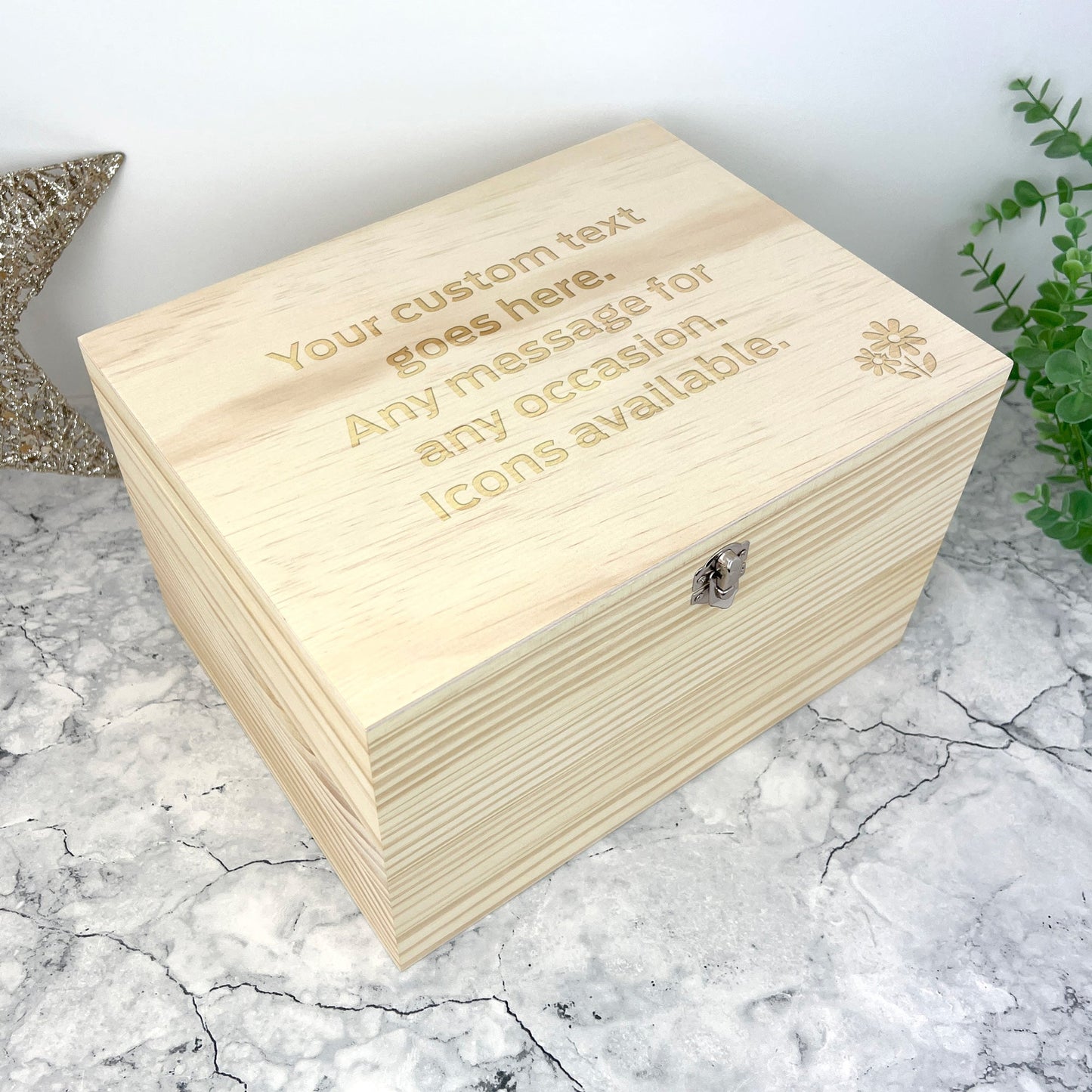 Personalised Free Text Engraved Keepsake Box - 5 Sizes (16cm | 20cm | 26cm | 30cm | 36cm)