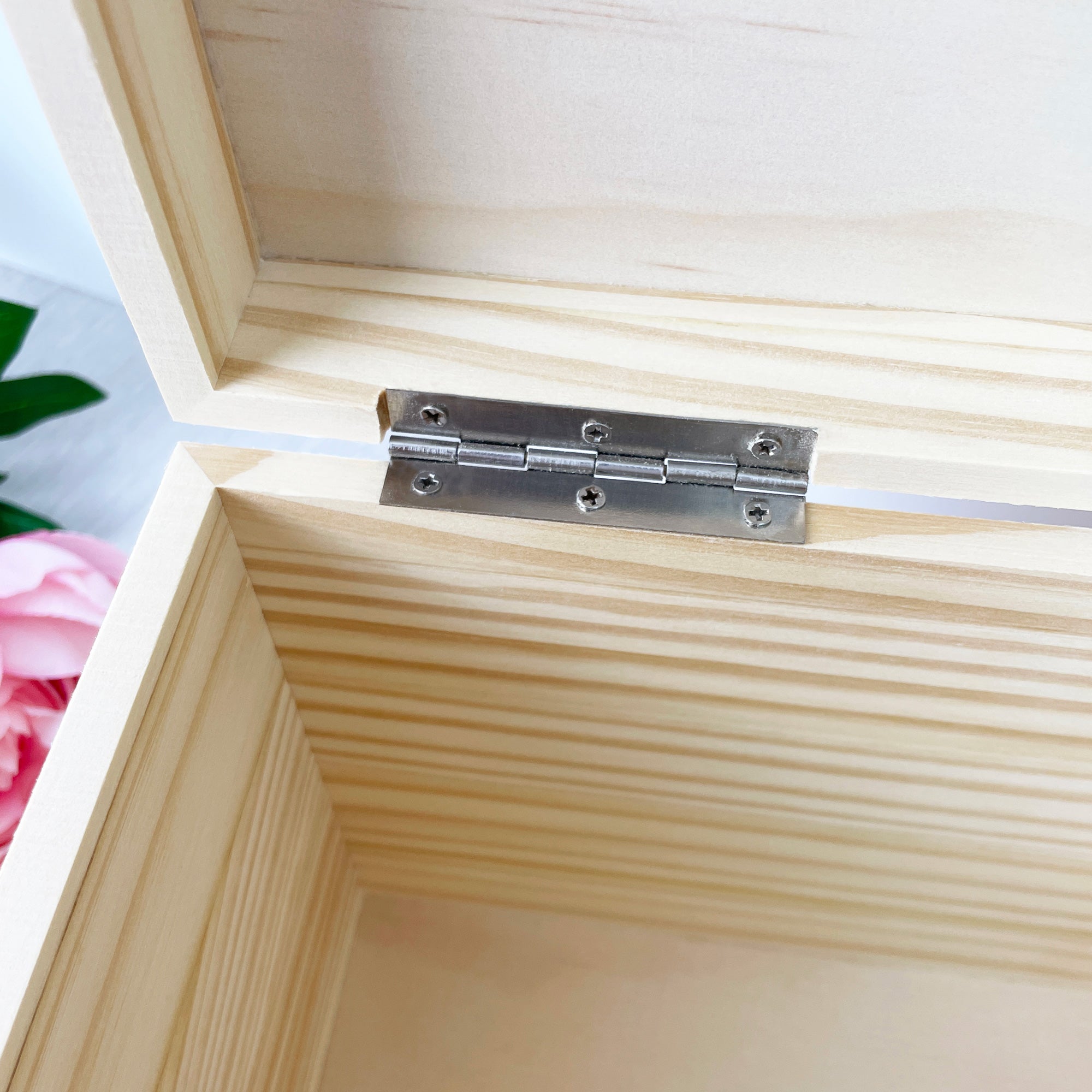 Personalised Any Message Pink Floral Wooden Pine Memory Box - 5 Sizes