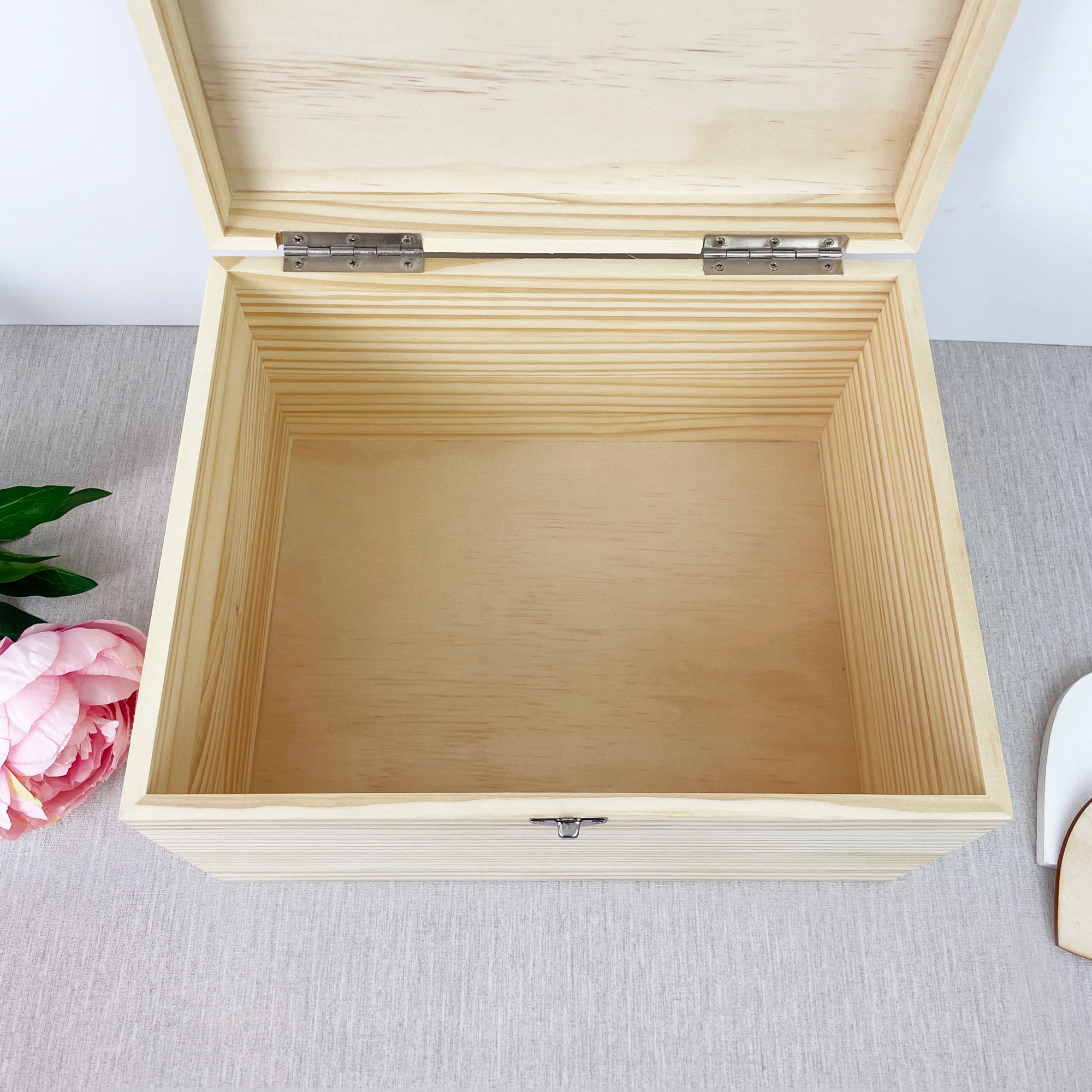 Personalised Any Name/Message Red Heart Wooden Pine Memory Box - 5 Sizes