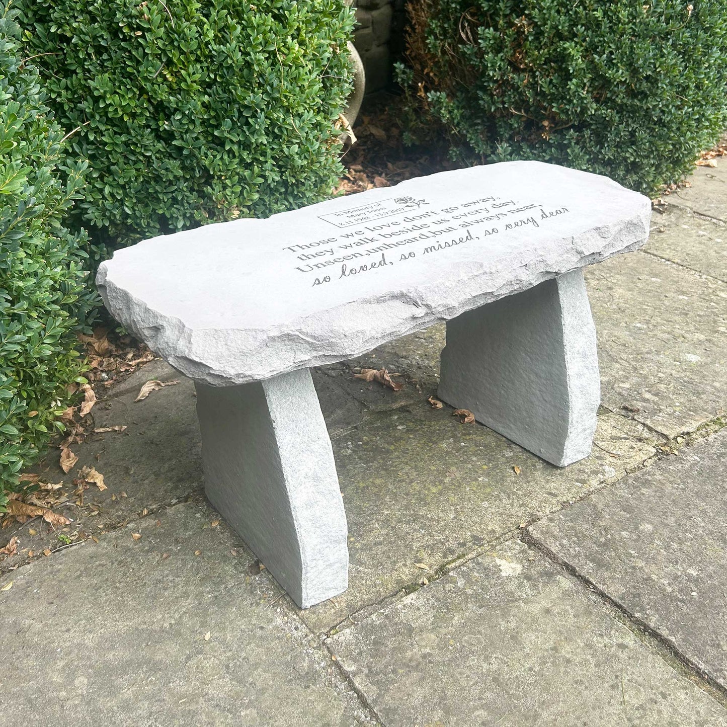 Personalised Engraved Stone Memorial Bench