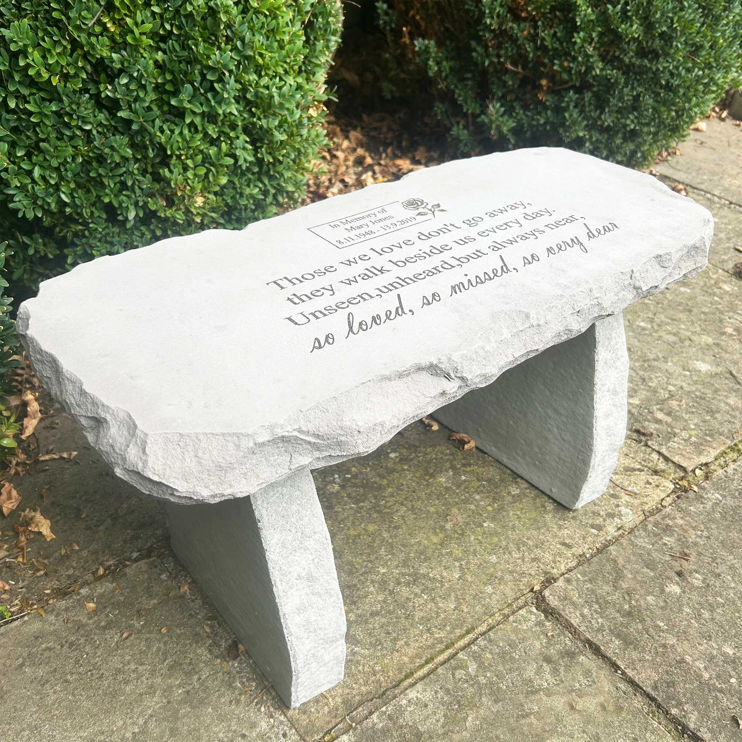Personalised Engraved Stone Memorial Bench