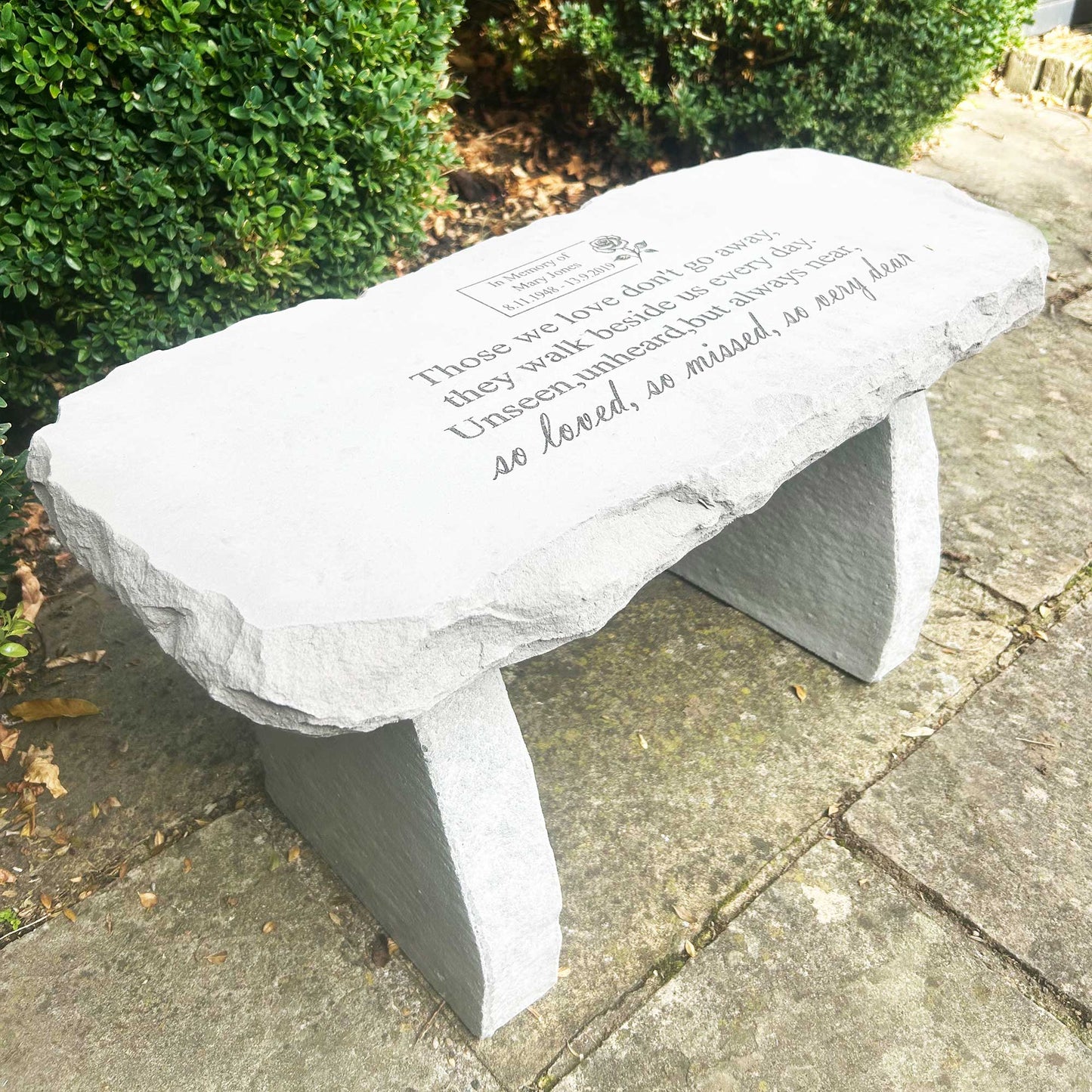 Personalised Engraved Stone Memorial Bench