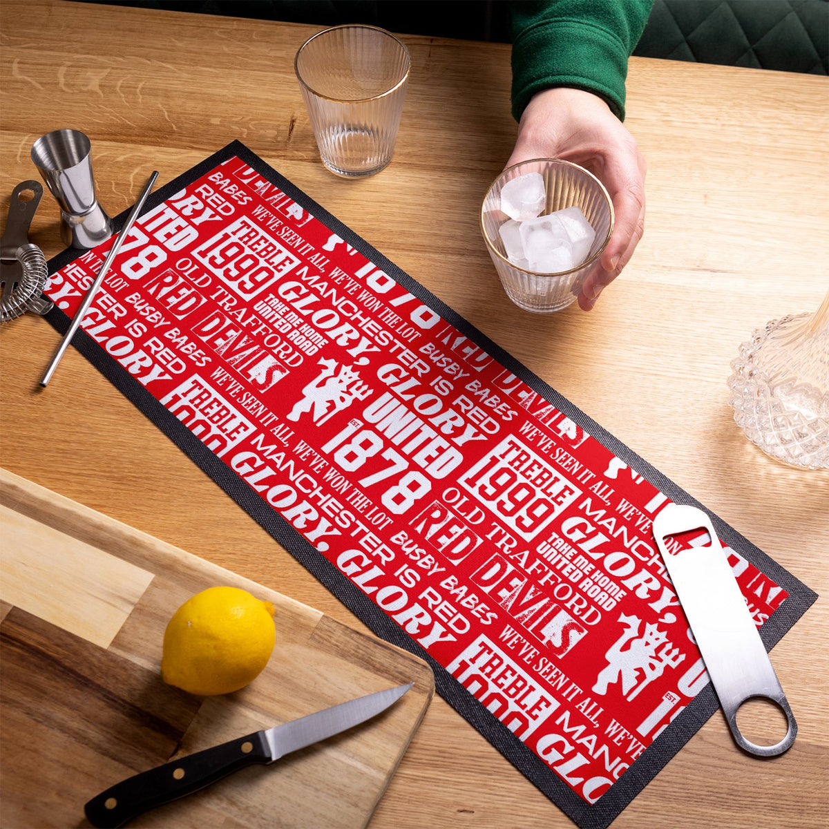 Manchester Red - Word Montage - Bar Runner