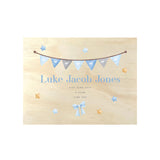 Personalised Blue Garland New Baby Keepsake Box - 5 Sizes (16cm | 20cm | 26cm | 30cm | 36cm)