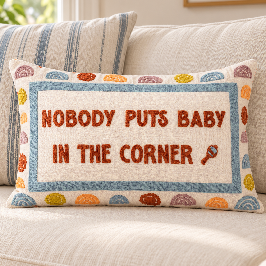 Nobody Puts Baby In The Corner Needlepoint Pillow