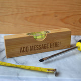 Personalised Spirit Level Bottle Opener Engraved Bamboo Any Message