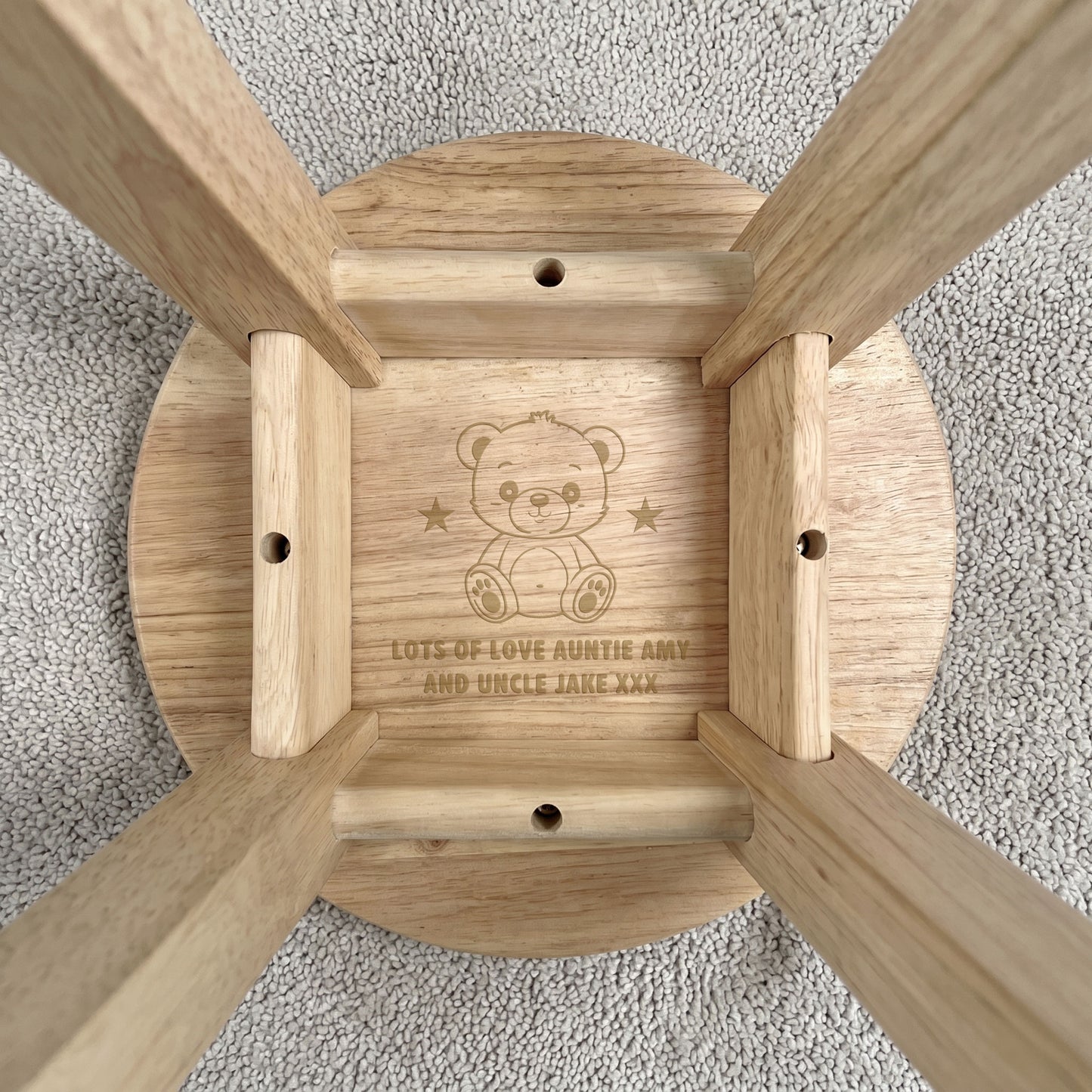 Personalised Wooden Teddy Bear Toddler Step Stool | Nursery Decor & First Birthday Gift