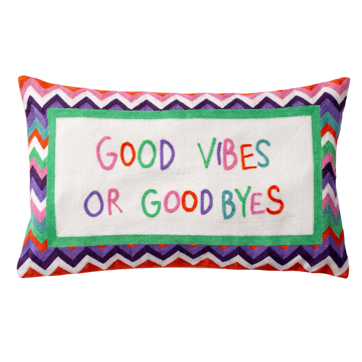 Good Vibes or Good Byes Needlepoint Pillow