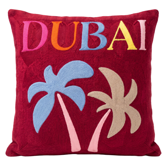 Dubai Palm Needlepoint Pillow