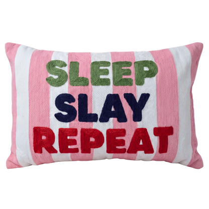 Sleep Slay Repeat Needlepoint Pillow