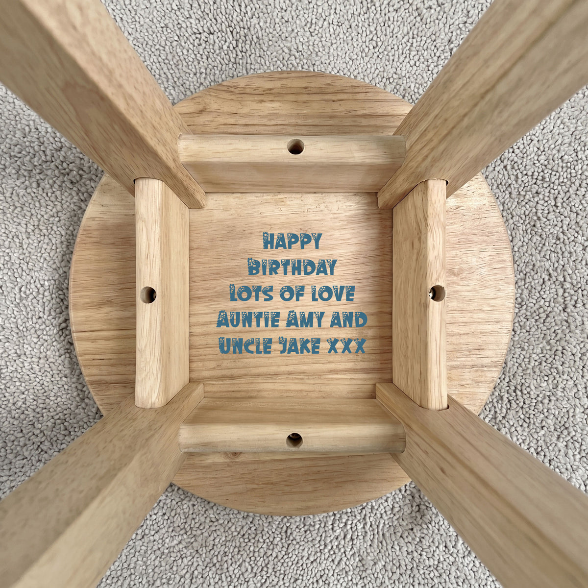 Personalised Wooden Dinosaur Alphabet Round Toddler Step Stool | Nursery Decor & First Birthday Gift
