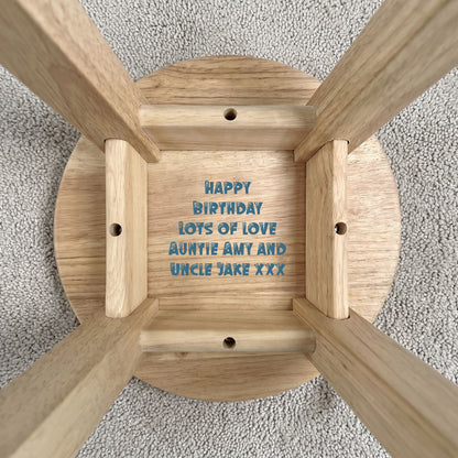 Personalised Wooden Dinosaur Alphabet Round Toddler Step Stool | Nursery Decor & First Birthday Gift