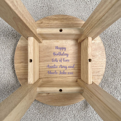 Personalised Wooden Flower Alphabet Round Toddler Step Stool | Nursery Decor & First Birthday Gift