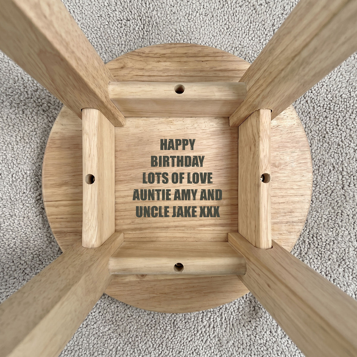 Personalised Wooden Construction Vehicles Round Toddler Step Stool | First Birthday Gift & Nursery Decor