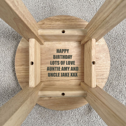Personalised Wooden Construction Vehicles Round Toddler Step Stool | First Birthday Gift & Nursery Decor