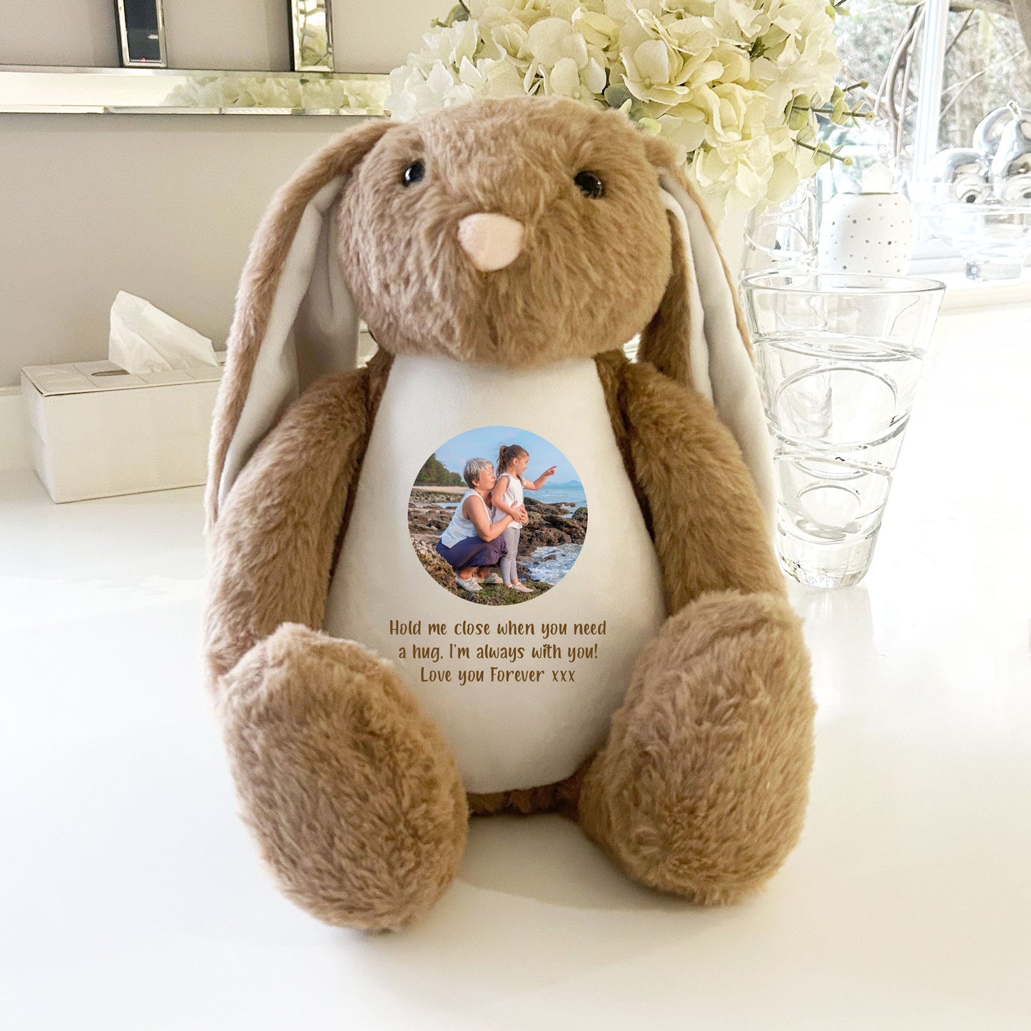 Personalised Photo Ashes Keepsake Memory Bunny - Brown