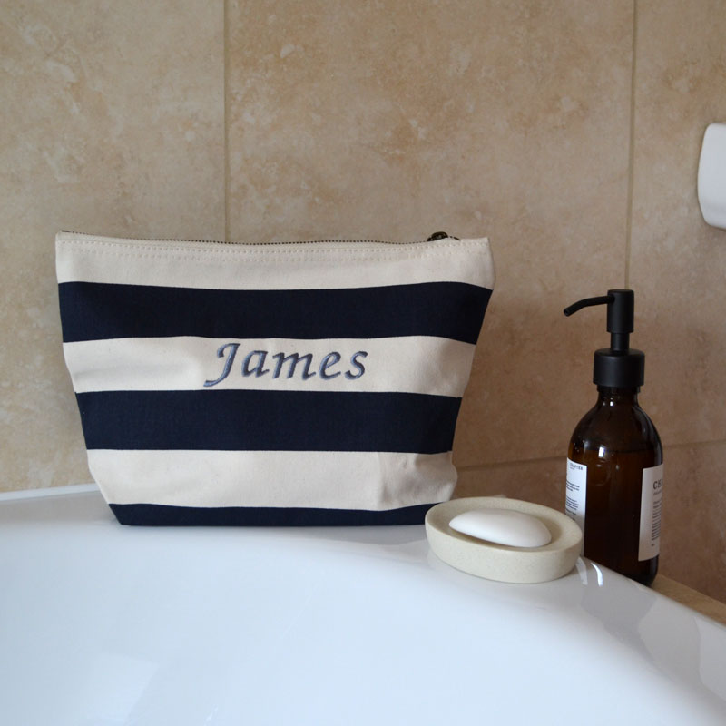 Personalised Embroidered Nautical Accessory Bag - Ideal For Holiday, Makeup or Drawing Bag