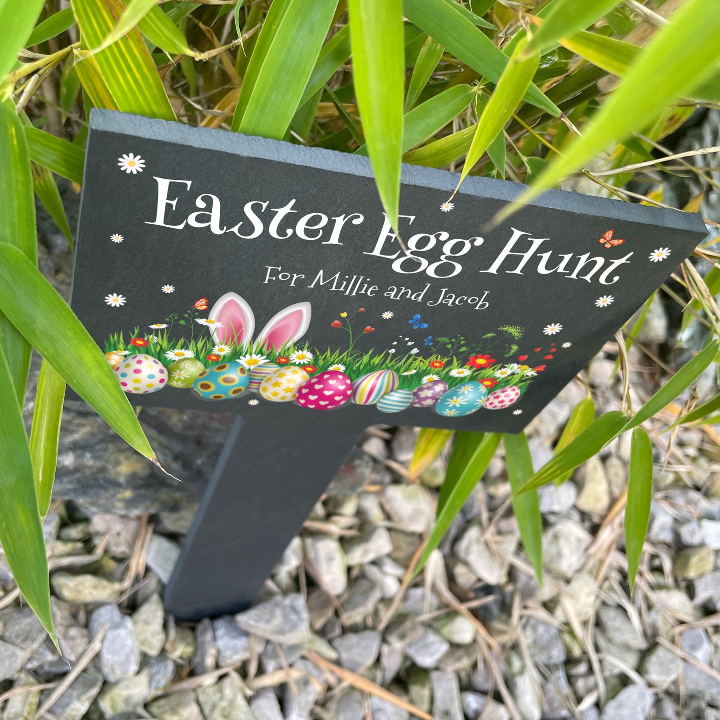 Personalised Colourful Easter Slate Garden Marker